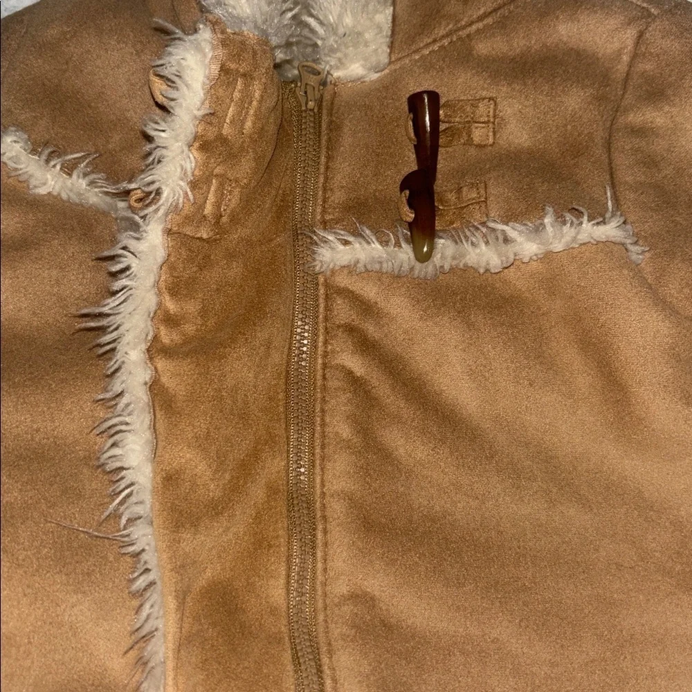 Baby Gap 12-18 month Cozy Tan Jacket with Faux Fur Trim